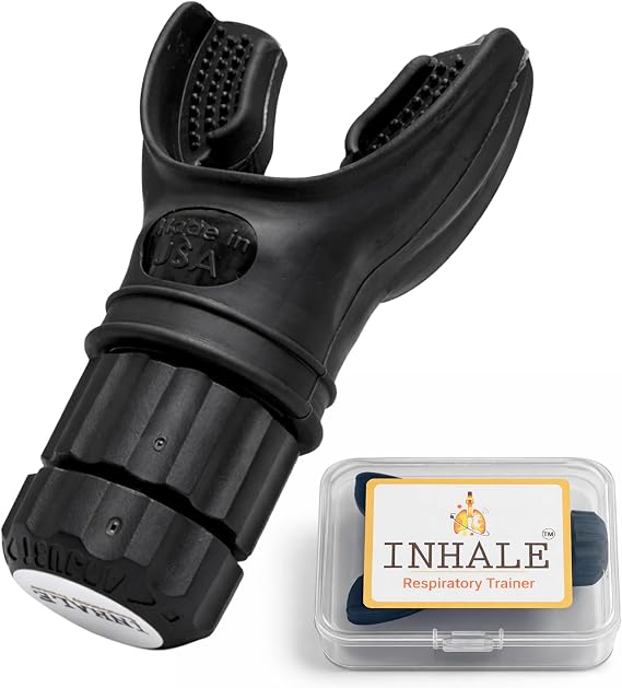 Lung Trainer | Breathing Exercise Device for Lungs | Made in USA | Lung Exerciser Device | Breathing Trainer | Adjustable Resistance | Medical Grade Silicone Mouthpiece | Carrying Case included