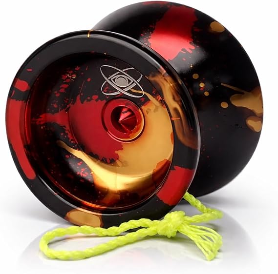 Watcher Metal Professional Yoyo Aluminum Ball Bearing Yo-Yo with Responsive & Unresponsive C Bearings, Extra String Volcano Splash