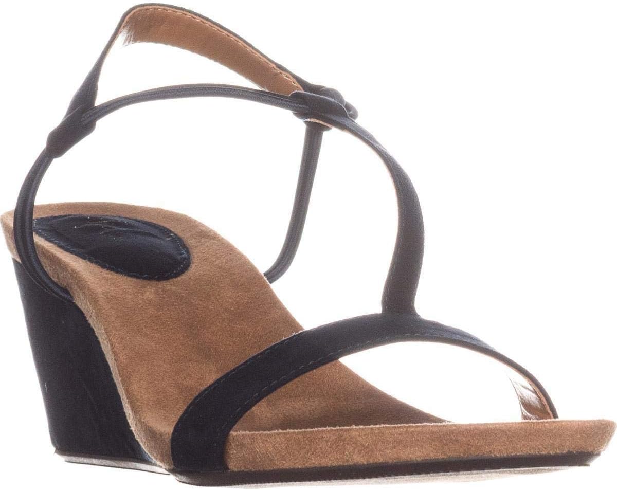 Style & Co. Womens Mulan T-strap Open Toe Wedge Sandals Navy 12 Medium B,M
