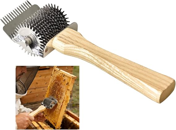 3-in-1 Multi-Function Gear Uncapping Fork, Roller Needle Drum Type Uncapping Tool, Professional Stainless Steel Honey Harvesting Tool to Boost Honey Collection Efficiency for Beekeepers