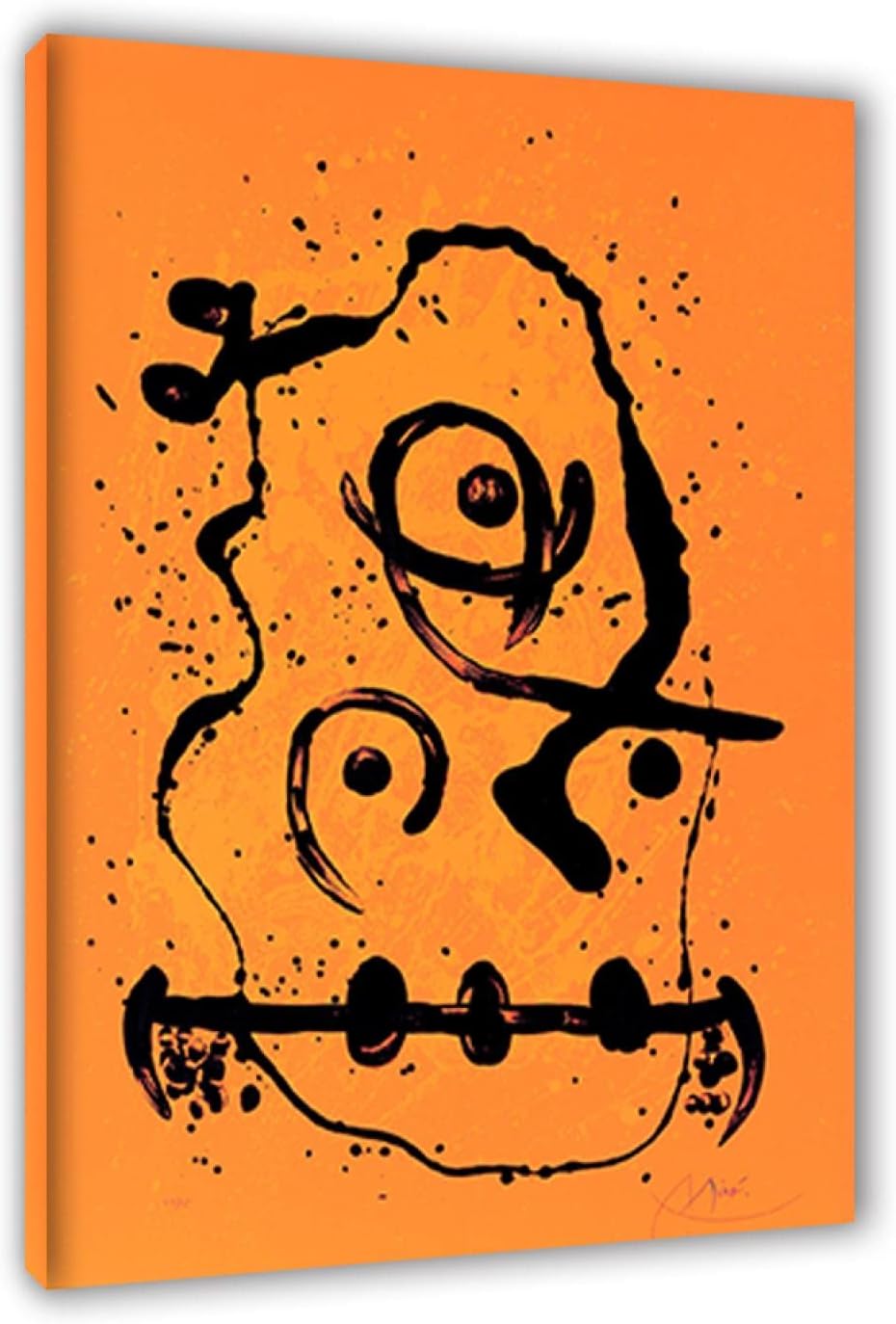 Joan Miro Canvas Wall Art Famous Abstract Paintings Print on CanvasOrange Polyglot, 1969 Reproduction Fine Art Poster Ready to Hang Joan Miro Picture for Living Room Decor 60x90cm24x35in Framed