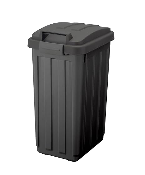 ASVEL Polypropylene 45L Black Rectangular Trash Can with Lock, Sturdy, Lightweight, Removable Lid