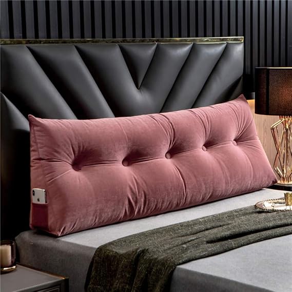 Velvet Large Bolster Bed Backrest Pillow Positioning Support Triangular Wedge Cushion Reading Pillow Lumbar Pad with Removable Cover -d Queen:150x20x50cm(59x8x20inch)