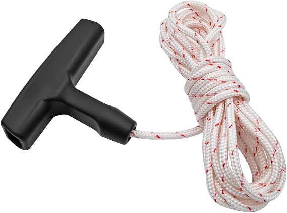 Yeni Geri Tepme Başlangıç Halatı 3 Metre Çekme Kordonu, Marş Kolu ile Çim Biçme Makinesi, Elektrikli Testere Kesme Makinesi Edger Fırça Kesici Motor Parçaları için Yedek (Kırmızı ve Beyaz Kord, 3,5