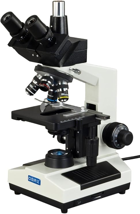 OMAX M837L 1000X Trinocular Biological Compound Microscope | 40X-1000X Magnification Range LED Ring Light
