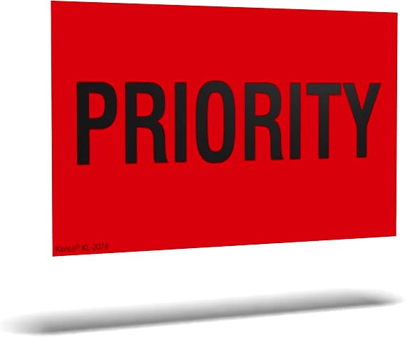 Kenco 3" X 5" Priority Fluorescent Shipping Label Stickers for Shipping and Packing - 500 Adhesive Labels Per Roll