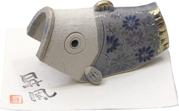 Craftsman House Koinobori Blue, Made in Japan, Mini, Compact, Palm Size, Ceramic Tatami Good Luck Seal Included