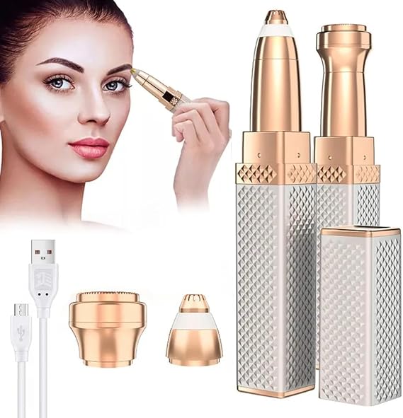 Yeni Nesil Luxury 2 Başlıklı Şarjlı Işıklı Kaş Bıyık Yüz Çevresi Kadın Tüy Epilasyon ve Traş Makinesi
