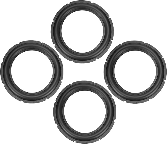 uxcell ブラック 12インチ ラバーノッチスピーカーエッジサラウンドビッグリング交換部品 スピーカー修理またはDIY用 4個