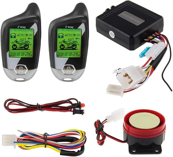 EASYGUARD EM211 2 Way Motorcycle Alarm System with Remote Start Starter Shock Sensor tilt Motion Sensor DC12V LCD Display