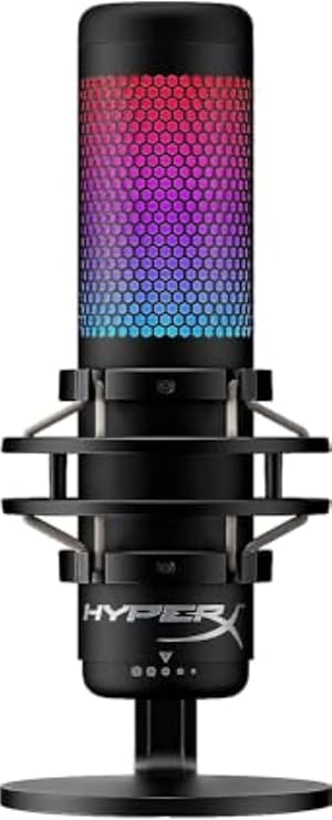 HyperX QuadCast S RGB USB Condenser Microphone for PC, PS4, PS5 and Mac, Anti-Vibration Shock Mount, 4 Polar Patterns, Pop Filter, Gain Control, Gaming, Streaming, Podcasts, Twitch, YouTube, Discord