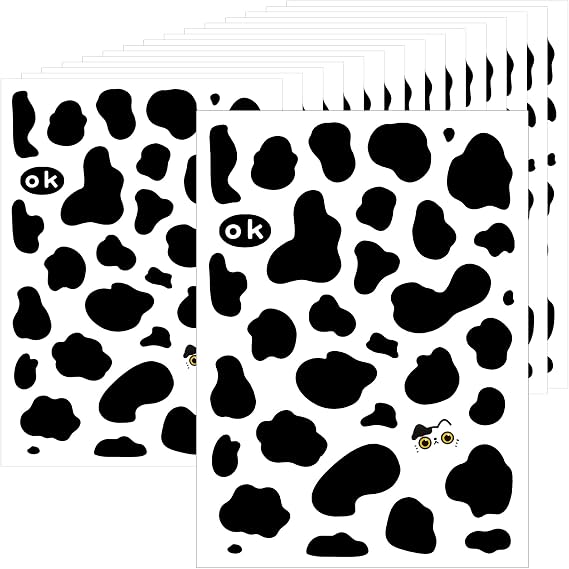 600Pcs Cow Print Stickers, Black Self-Adhesive Wall Decals