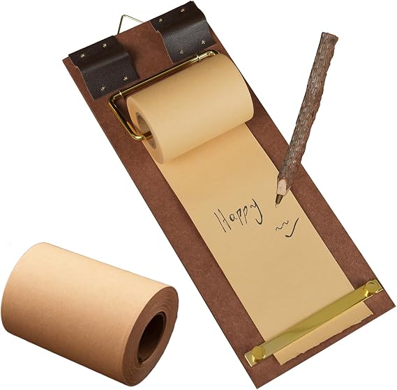Refillable Hanging Notepad with Cutter - Vintage Kraft Paper Memo Board for Wall, Home & Office, Retro Clipboard for Notes, to-Do Lists, Journaling and Creative Decor