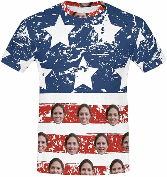 Custom Men's T-Shirt with Multi Faces Personalized Customization Print Short Sleeve Shirts