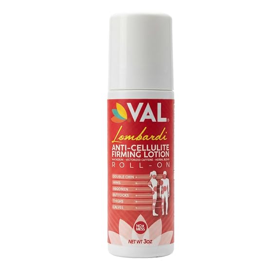 VAL Anti Cellulite Firming Roll-On | Caffeine + Magnesium + Herbal Blend | Skin Tightening & Detox for Legs, Arms, Chin | No-Mess Lotion for Women & Men | 3oz