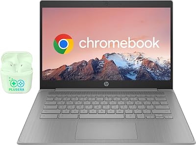 HP Chromebook 14" Business & Student Laptop Computer, Intel Celeron N4120, HD Webcam, WI-FI, HD Audio, Chrome OS, PLUSERA Earphones, Gray (Gray, 4GB RAM | 64GB eMMC)