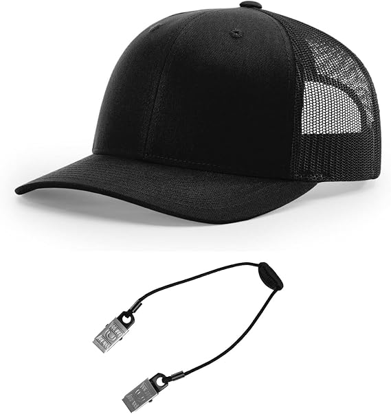 Richardson 112 Classic Adjustable Snapback Trucker Hat Bundle w/Cap Catcher | Structured Mid-Profile, Cotton Polyester Blend, Pre-Curved Visor, Cotton Sweatband