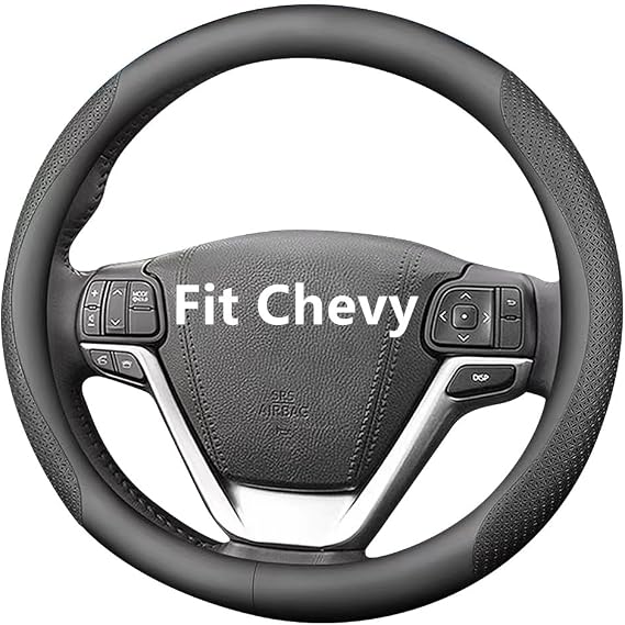 HAOTULE Nappa Leather Slim Stylish Steering Wheel Cover, for Chevrolet Steering Wheel Cover Interior Conversion (Black)