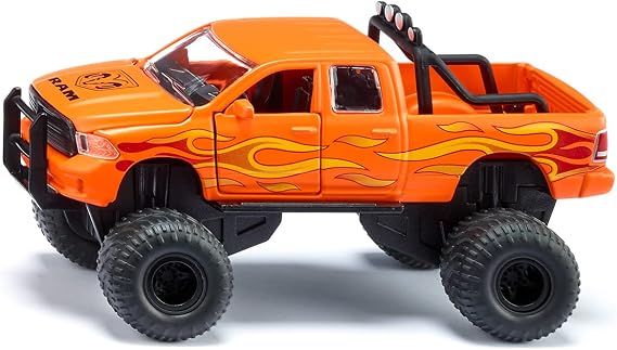 Siku Dodge RAM 1500 with Balloon Tires 1:50 2358 | Diecast Metal & Plastic Toy Vehicle Replica | Interchangeable Wheels, Opening Door, Bonnet and Tailgate, Bull Bar | Collectible Super Series