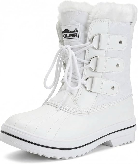 POLAR Womens Snow Boot Quilted Short Winter Snow Rain Warm Waterproof Boots