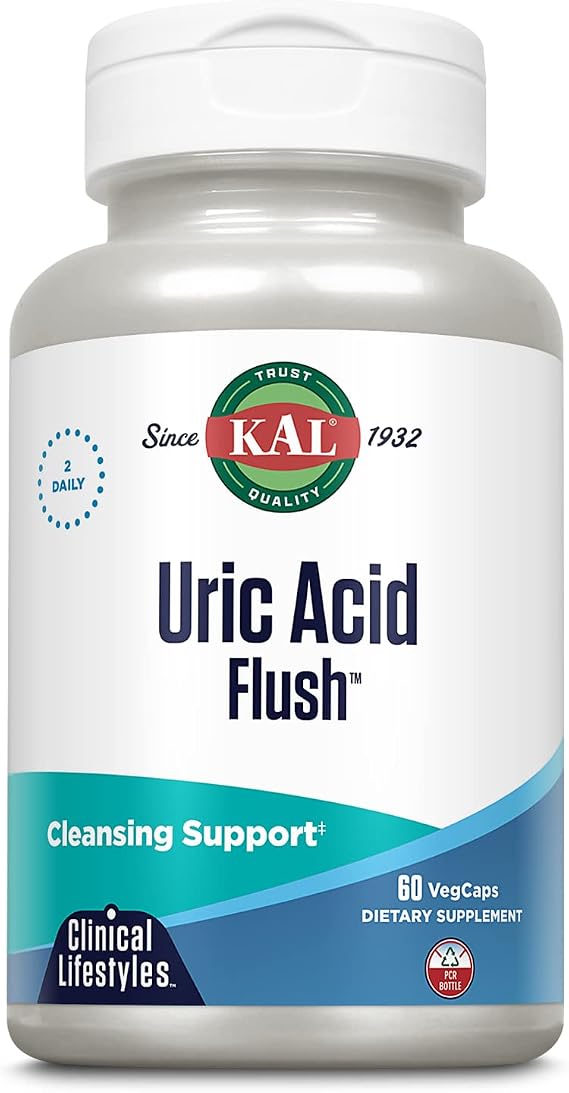 KAL Uric Acid Flush | Tart Cherry Blend, Celery Seed & More for Healthy Joint Comfort Support | 30 Servings | 60 VegCaps | Joint Comfort & Mobility Support - Tart Cherry Extract, Celery Seed & Turmeric Extract - 30 Servings - Lab Verified