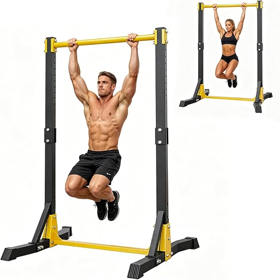 Pull Up Bar Freestanding, 11 Adjustable Height Up Station 400lbs Capacity, Heavy Duty Power Tower For Pull Ups Dips Knee Raises, Strength Training Pull-Up Bar For Home Gym Outdoor