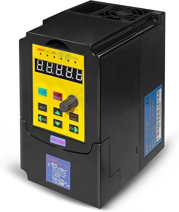 VFD 0.75KW 1HP 110V 1 Phase Input 3 Phase 0-400HZ Output 10A Variable Frequency Drive Controller Vector Control Inverter Converter for CNC Motor and Spindle