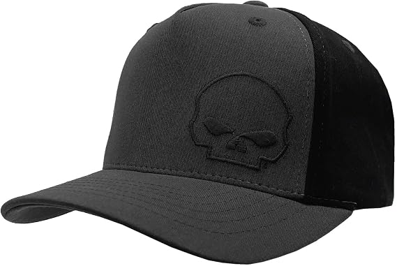 Harley-Davidson Men's MO Willie G Skull Colorblocked Baseball Hat, Gray/Black