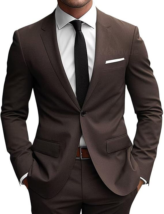 Wangyue 2 Piece Suit Men Slim Fit Suits for Mens One Button Men Suit Slim Fit Wedding Groomsmen Prom Homecoming Suits