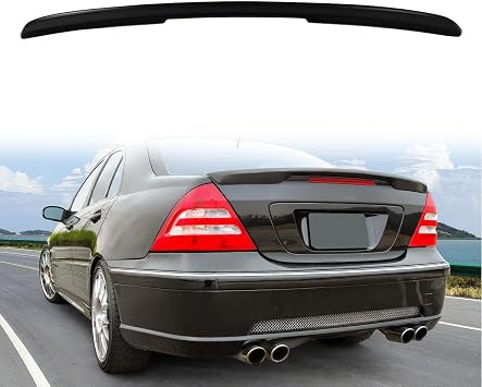 Rear Trunk Spoiler Wing, Compatible with 2001-2007 Benz C-Class W203 Sedan 4-Door, AMG Style Unpainted Black ABS Tail Trunk Lip Spoiler Boot Lid, 1PC