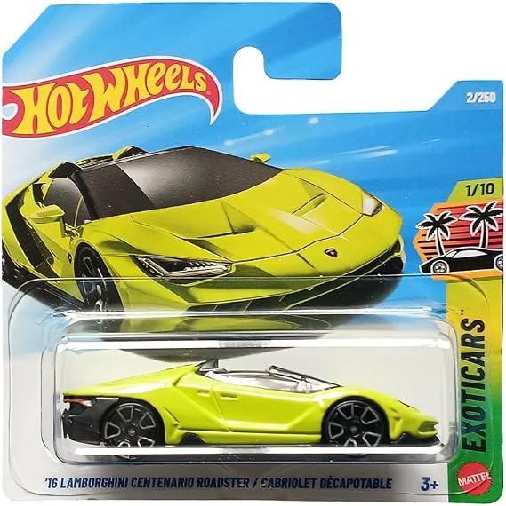 Hot Wheels '16 Lamborghini Centenario Roadster - Neon Green - Short Card - JJK74 (1/64)