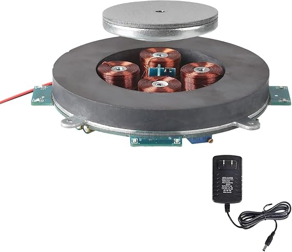 Magnetic Levitation Kit, Magnetic Levitation Display Stand, Floating Module with LED Lamp, Floating Rotating LED Tech Desk Ornament for Office, Studio, Home - Max Load Capacity 500g (500g)