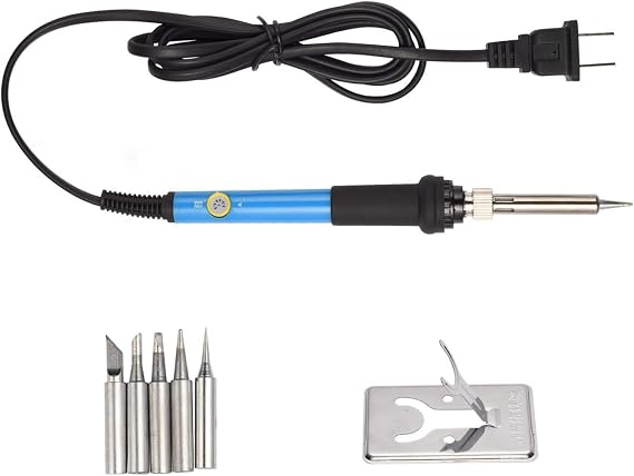 Electronics Soldering Iron Kit,60W 110V Adjustable Temperature Welding Tool Set, 5pcs Different Soldering Tips, Stand