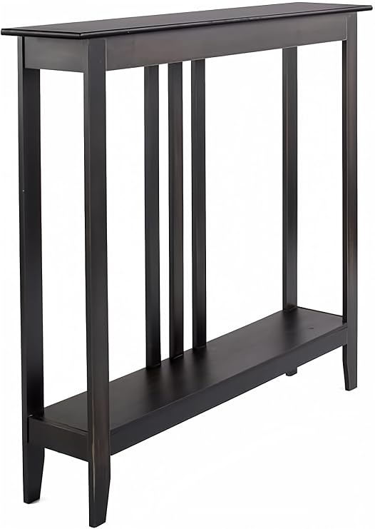 The Lakeside Collection Slim Space Saving Accent Table 36" W x 7" D x 32" H - Antique Black