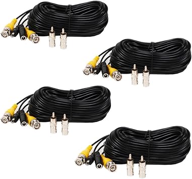 4 Pack 10ft CCTV Security Surveillance Camera Video Power Cable Pre-Made All-in-One BNC RCA Cable