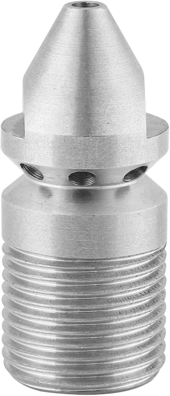 Pressure Washer Sewer Jet Nozzle, Stainless Steel SS304 Sewer Drain Jet Nozzle Pressure Cleaning Hose Pipe Tap Jetter Head 3/8BSP Male Thread for Pipe Washing Machine