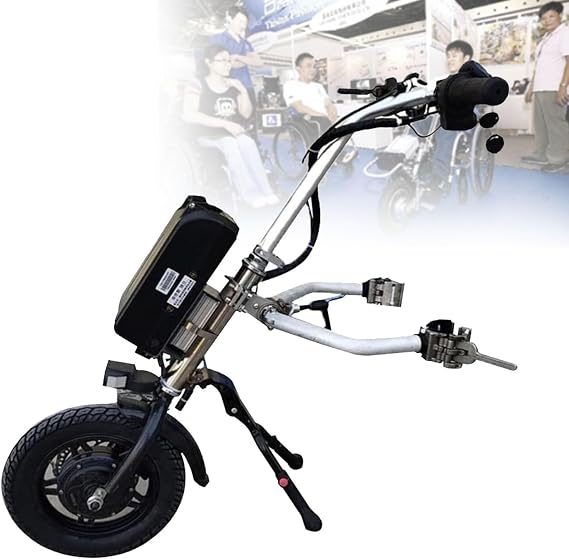 Electric Handcycle Attachment for Wheelchair, 3-Speed Control, 48V 17Ah Battery, Lightweight All-Terrain, Easy Installation, Foldable, Power Assist for Disabled,B