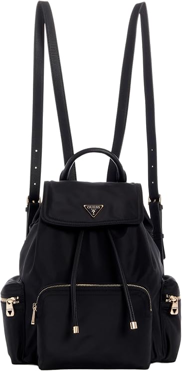 GUESS Womens Eco Gemma Backpack, Drawstring Flap, Black