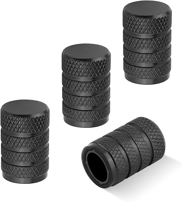 4PCS 0.31In Car Tire Valve Caps,Aluminum Alloy Tire Valve Stem Caps Replace Car Tire Caps and Maintain Tire Pressure,Universal Tire Air Cap Car Accessories for Car Decorations of Valve Black