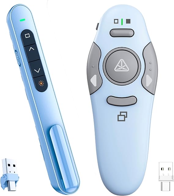 QUI Presenter Clicker USB A&C Bundle | BK600 Slim-Shaped Blue & BQ100 Remote-Shaped Blue