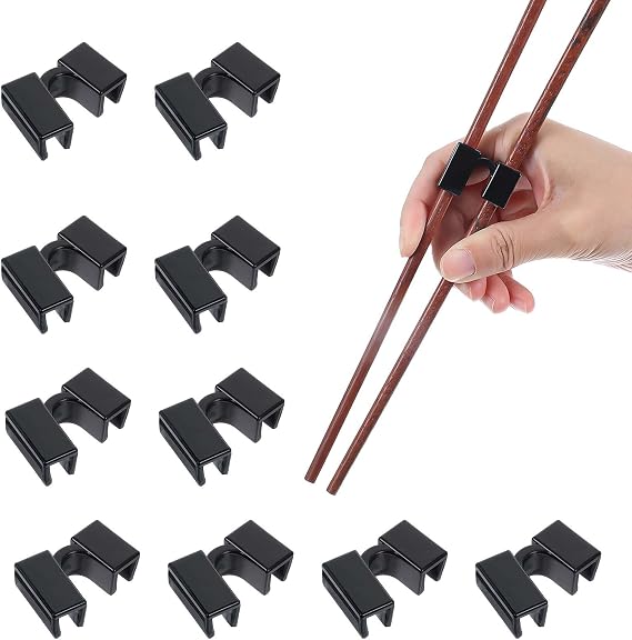 10 Pcs Reusable Chopstick Helper, Training Chopsticks for Beginners Adults Trainer Chop Sticks Helpers Black Finger Chopsticks