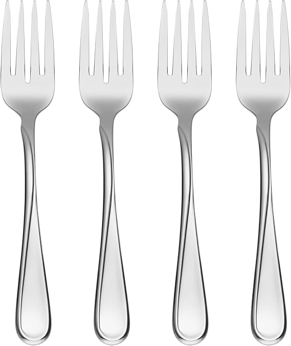 Oneida Flight Salad Forks Silverware Set for 4, Flatware | mirror finish | 6.65 inch length | dishwasher safe, cutlery set, utensil set, rust resistant, wedding silverware