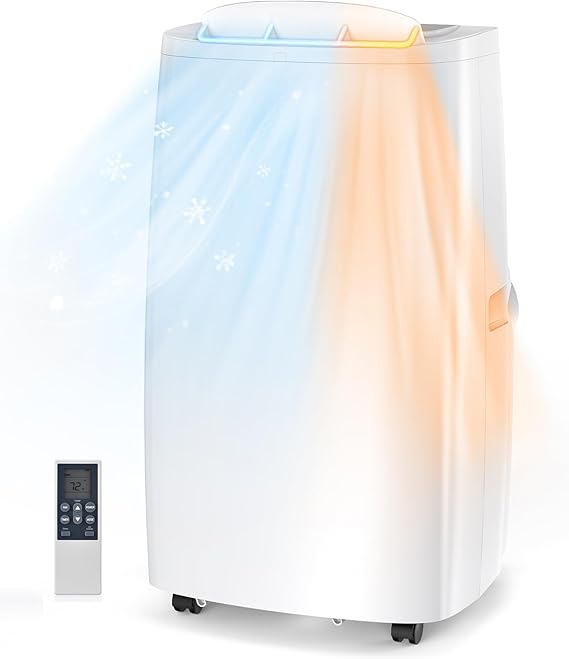 Air Choice 14,000 BTU Portable Air Conditioners, 5-in-1 Portable AC Unit with Cool, Heat, Dehumidifier, Fan, Sleep Mode, Auto Swing, Air Conditioner Portable for Large Room Up to 700 Sq. Ft, Remote