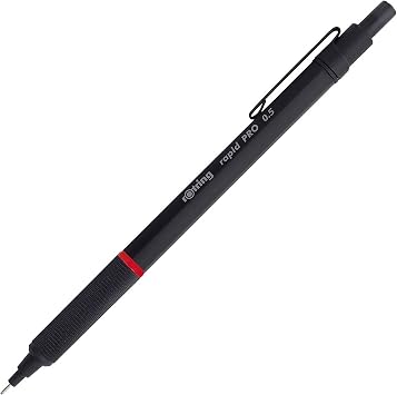 rOtring Rapid Pro Mechanical Pencil, 0.5 mm, Matte Black Finish, Precision Writing and Sketching Instrument with Comfortable Grip