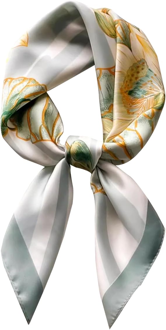 kcctoo 27.5" Mulberry Silk Feeling Head Scarf Women's Fashion Square Neck Satin Scarfs for Bag Hair Scarves Gift