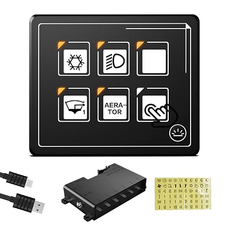 6 Gang Touch Membrane Switch Panel Backlight LED Panel Programmable Momentary Button Switch with Electrical Control Box Waterproof Toggle Switch Box for Car Marine Rv Boat