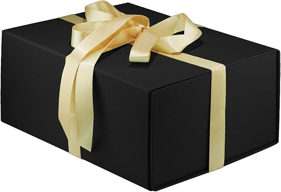 MOYEUPAC Black Gift Box,9" X 7" X 4" with Lids for Presents Magnetic Closure for Gift Packagingwith Ribbon, Gift Box for Father's Day,Birthday, Christmas,Thanksgiving