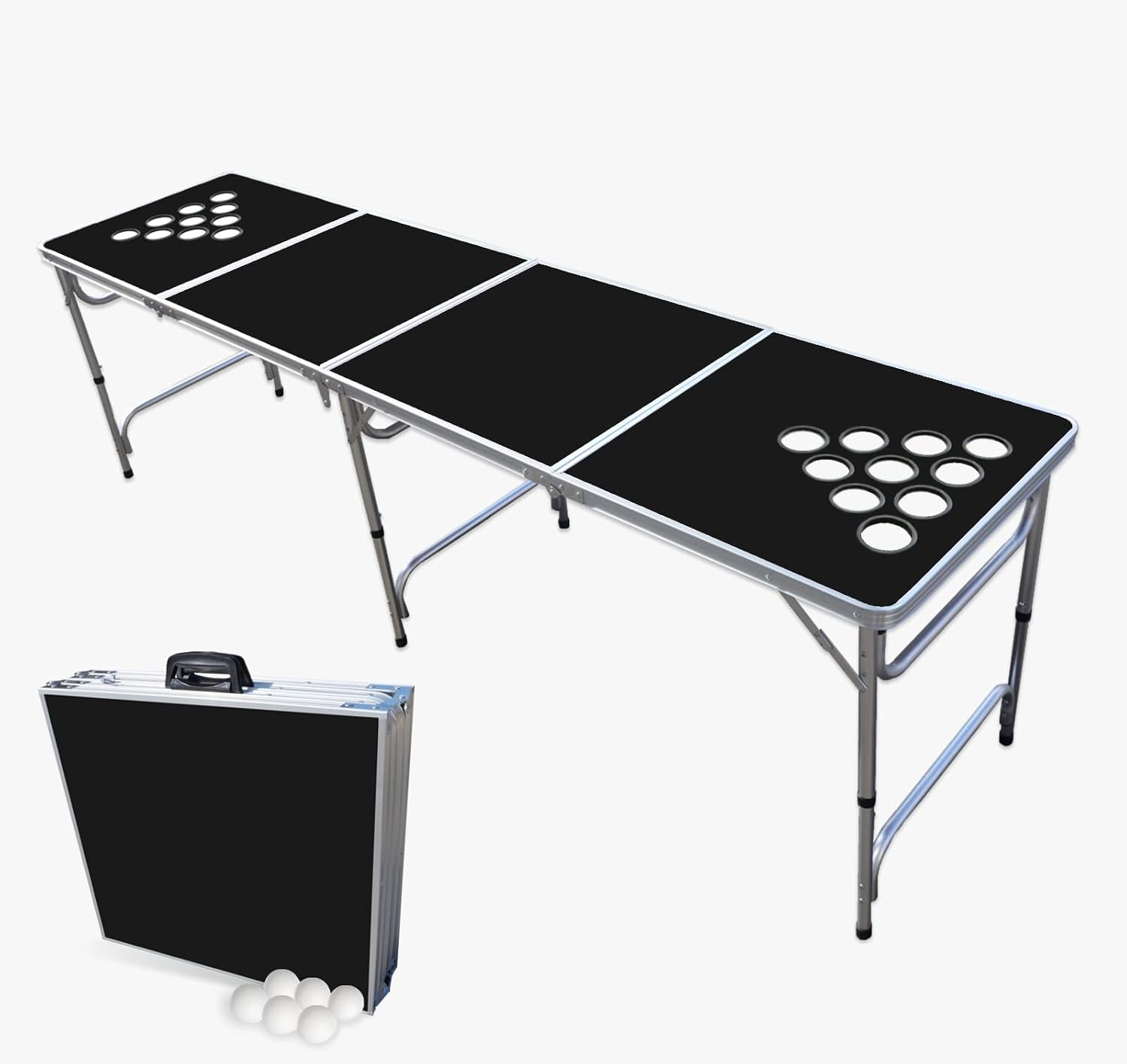 PartyPong 8ft Folding Pong Table with Cup Hole and Pomball