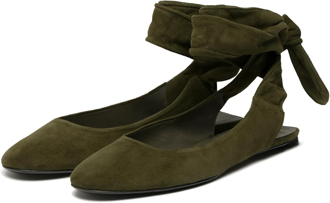 KISSASA Ballet Flats Shoes for Women Round Toe Lace Up Flats