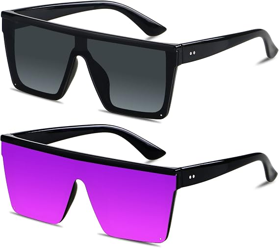 LYZOIT Square Oversized Sunglasses for Women Men Big Flat Top